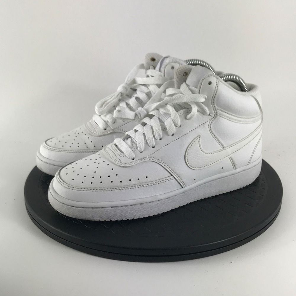 Nike Court Vision Mid Triple White Leather Women’s Size 6.5